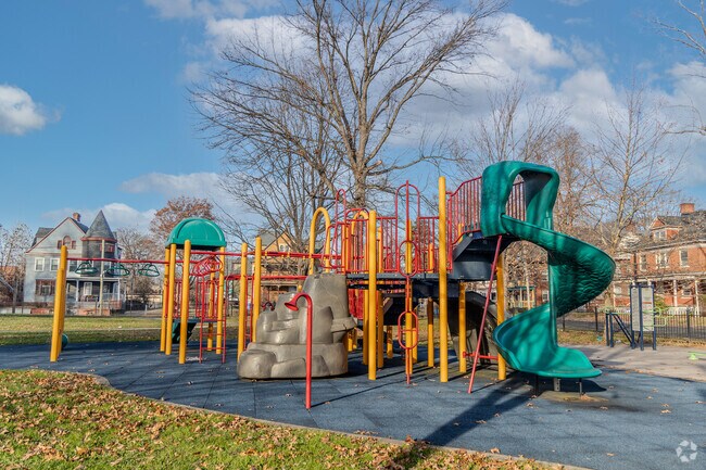 Kids can enjoy the playground in Sigourney Square Park in Asylum Hills, Hartford, CT.