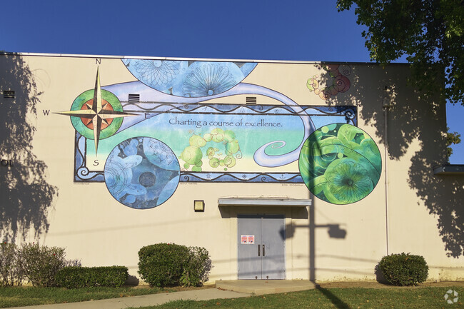 A motivational mural encourages students at the Newcastle Elementary School in Reseda, CA.