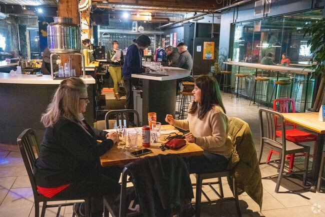 People dining at the Martz Community Brewing Company in McKinley Park area of Chicago, IL.