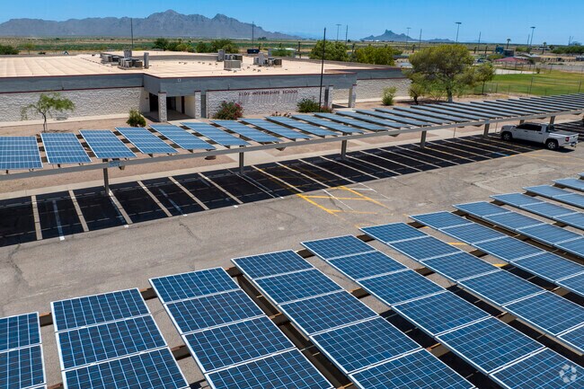 Eloy’s Intermediate School features many solar panels, providing green energy for the future.
