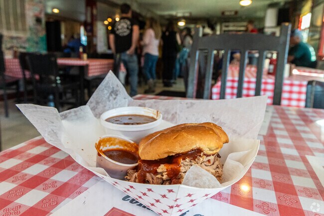 Residents of Donerail and neighboring communities travel for some good BBQ at Red State BBQ.