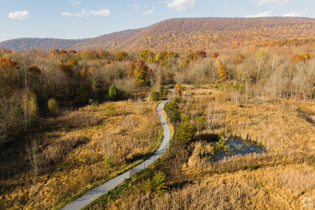 Tranquil trails winding through the heart of Hamburg, PA.