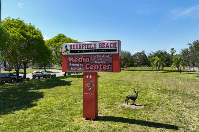 Deerfield Beach High School signage in the front yard of the school.
