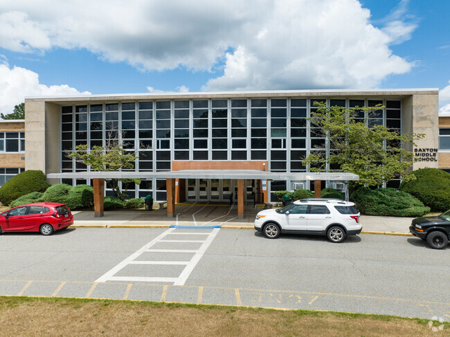 The main entrance to Saxton Middle School is where students primarily enter.