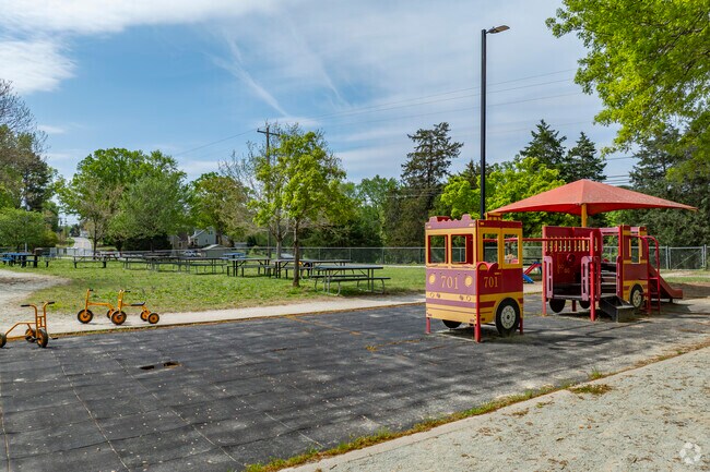 The young learners enjoy ample time outside for learning and exercise at Magnum Elementary School.