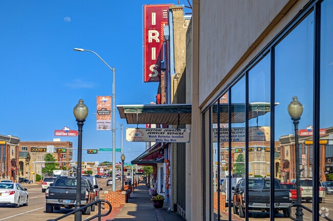 The Iris Theater is one of the historic theater facades still standing in Terrell, TX.