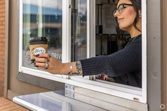 The Office 842 offers specialty coffee drinks and a drive thru near Northlake-Corman.