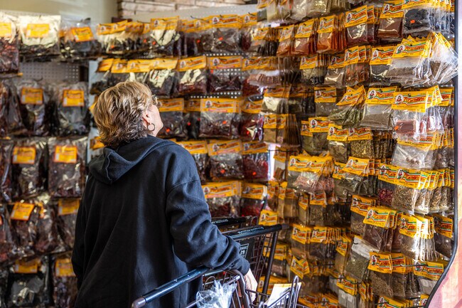 Shoppers browse Mexican spices and produce at La Tapatia Market in Stanley/Aley.