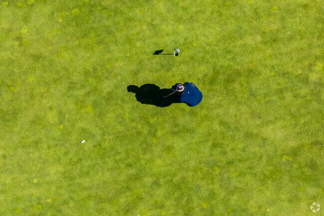 A Lake Monticello resident is practicing his swing on the putting green.