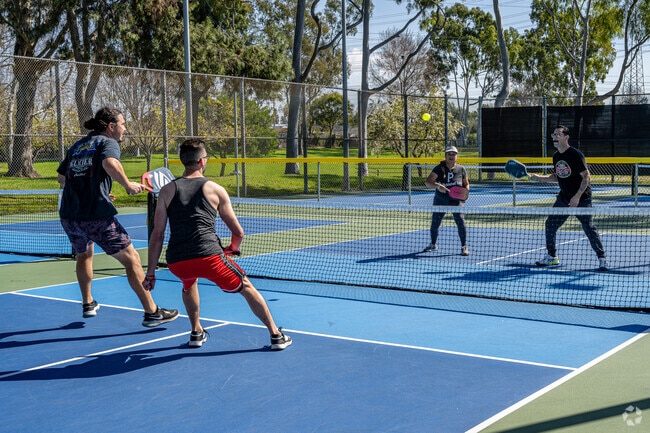 Hemingway Park in Carson, California is a great place to play pickleball with friends.