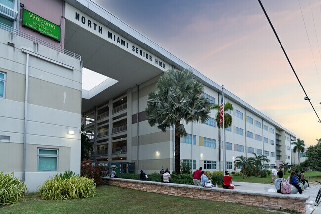 North Miami Senior High School students hangout after school waiting for their pick up.