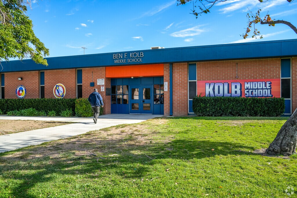 A view of the Kolb Middle School buildings from the street.