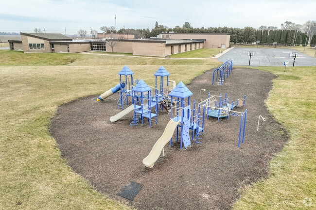 Monroe Center School has a fun newer playground for students.