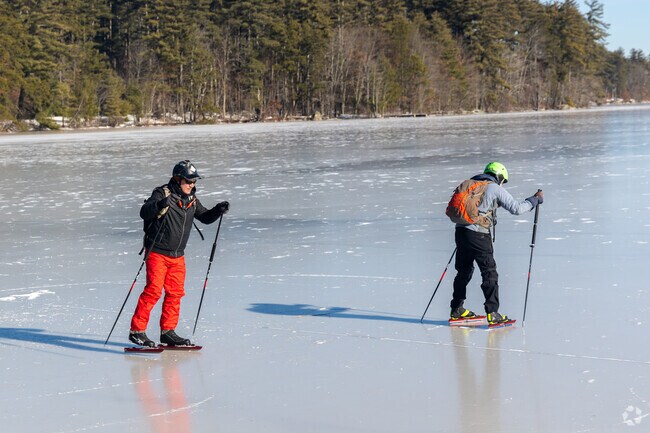 Nordic skiers enjoy a winter day on Massabesic Lake near Youngsville.