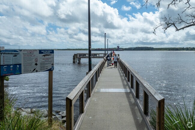 The Dames Point Park Fishing Pier is a popular place for locals to come and cast their line.