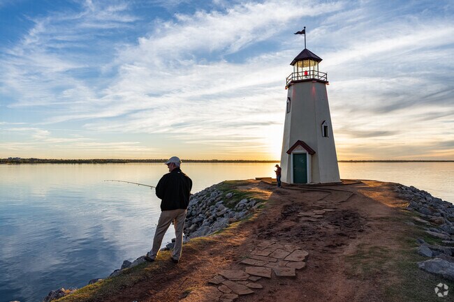 Close to Walnut Creek is Lake Hefner's iconic Lighthouse at East Wharf.
