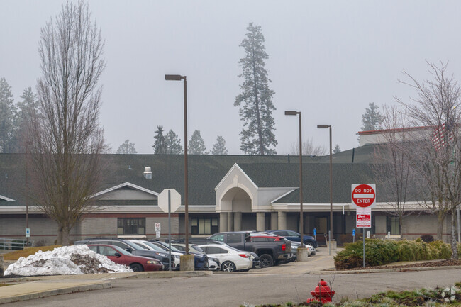 Hallett Elementary has a modest building with lots of space surrounding the school.