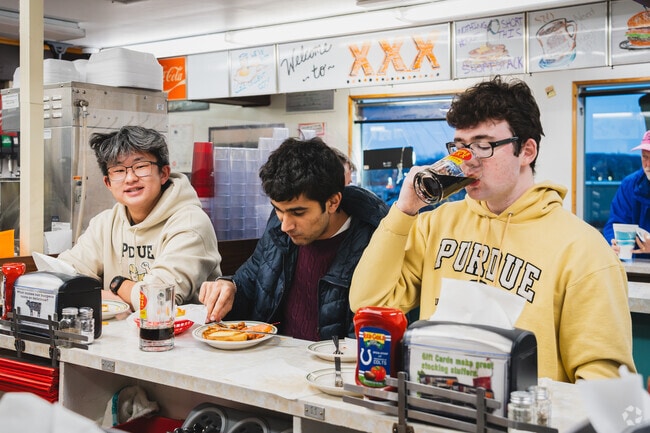 Students frequent Triple XXX Family Restaurant known for the best burgers & root beer in West Lafayette and attracting the attention of renowned chefs like Guy Fieri.