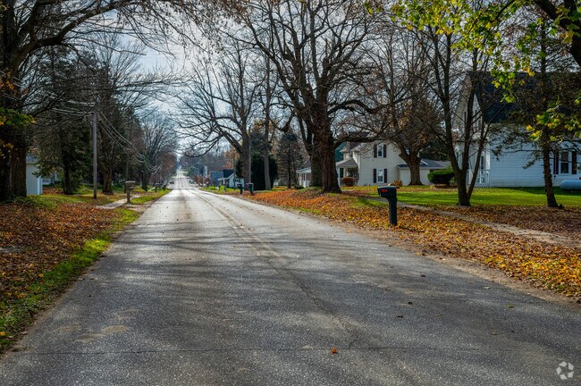 A row of larger homes sits on Main St. in the Village of Clifford, Burlington Township.