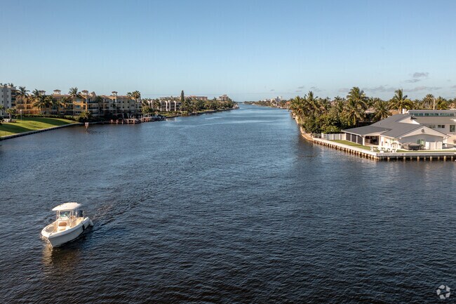Serene Boating on the Intracoastal Waterway in The Cove Neighborhood, Deerfield Beach, Florida.
