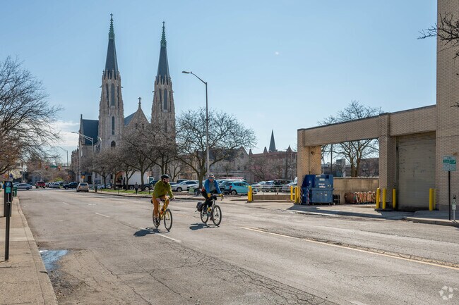 Biking is a popular way to travel around Lockerbie Square.
