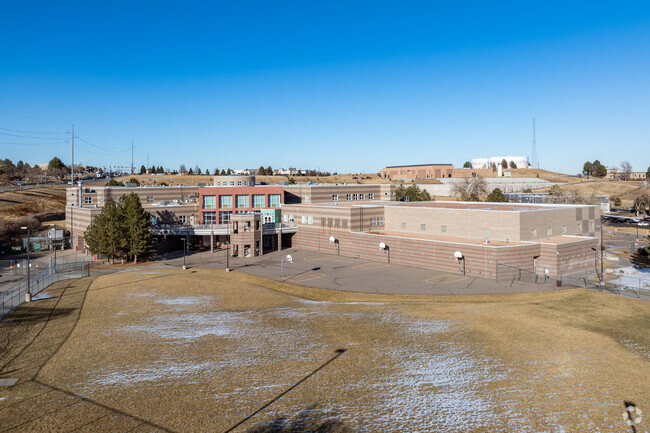 The rear play area at Thornton Middle School in Thornton, Colorado.