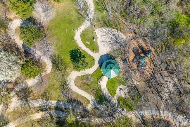 The paths at The Preserve at McCormick Park wind through trees and calm scenery.