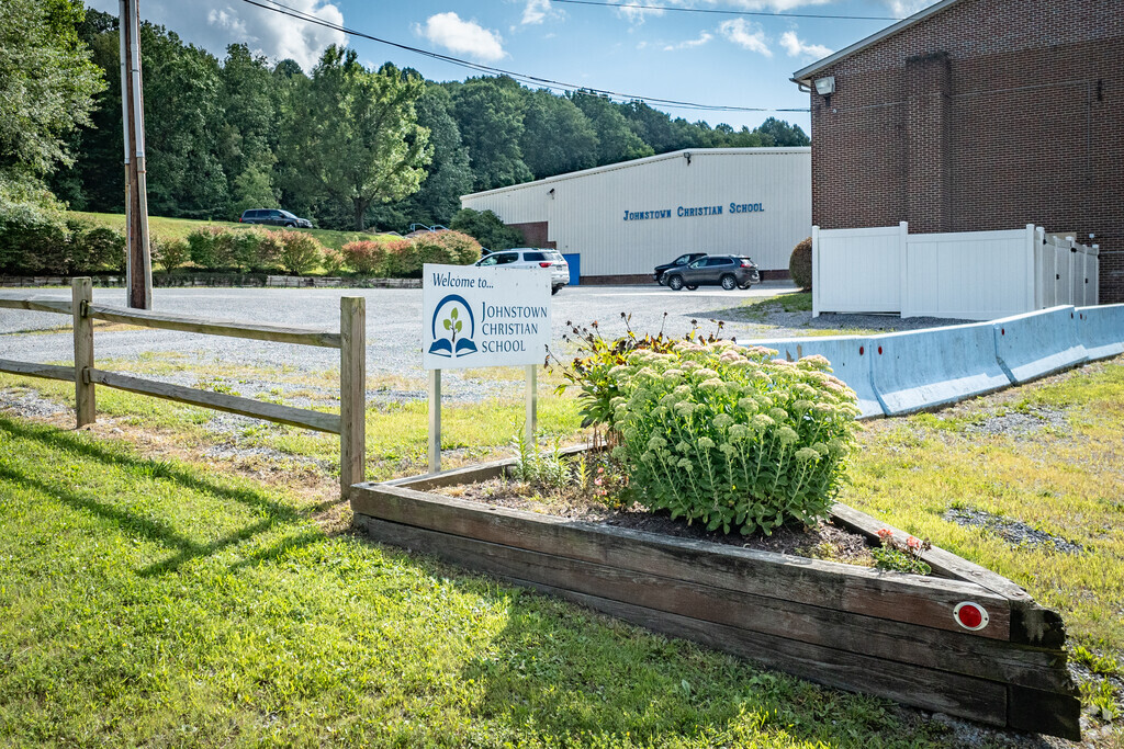 Johnstown Christian School sits up off the main road in a wooded private area.