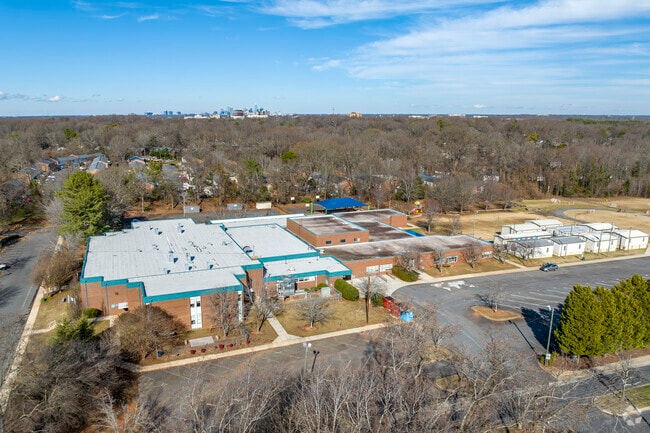 Aerial overview of Beverly Woods Elementary School campus.