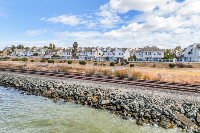 Rows of homes indulge in views of the bay all day long in New Pacific.