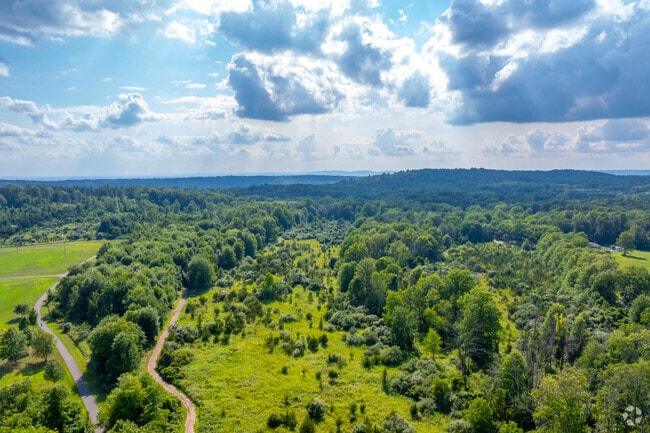 The mountains and woods adorning them sit right in the backyard of Green Knoll houses.