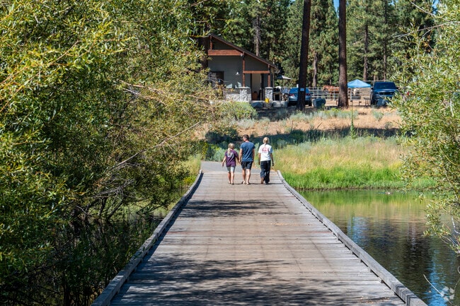 Zephyr Cove has several commuter trails for people walking and bicyclists that meander through the forest next to ponds.