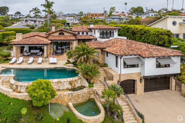 This Mediteranean style home with stunning pool in Solana Beach.