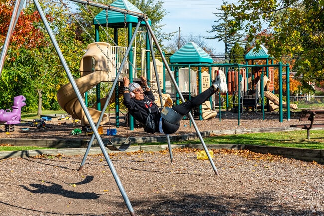 You're never to old for the swing in Dickinson Park.