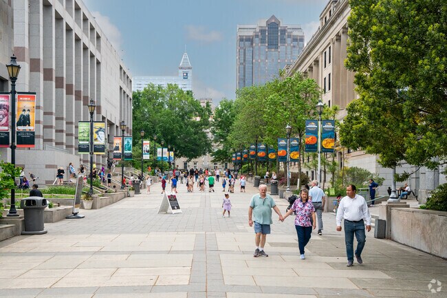 The Bicentennial Plaza in Raleigh lies between two museums in the Capital District.