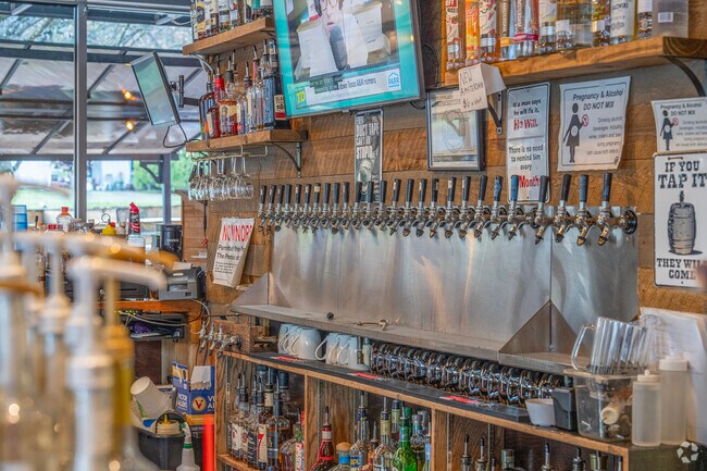 A plethora of beers on tap at Backyard Burger Company in Glenmorrie.