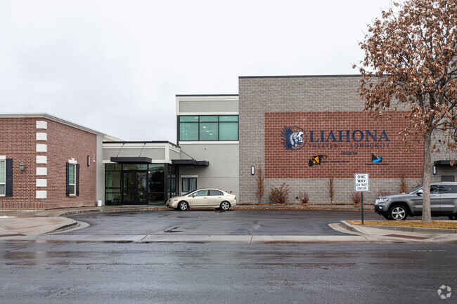 Entrance of Liahona Preparatory Academy located in the Pleasant Gove neighborhood.