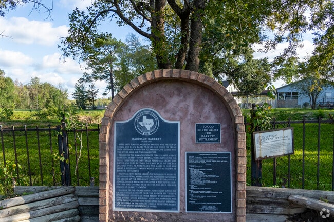 The Texas Historical Commission plaque commemorating Harrison Barrett graces his homestead.