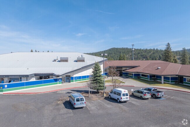 Lakeside High School has a small parking lot for staff and visitors.