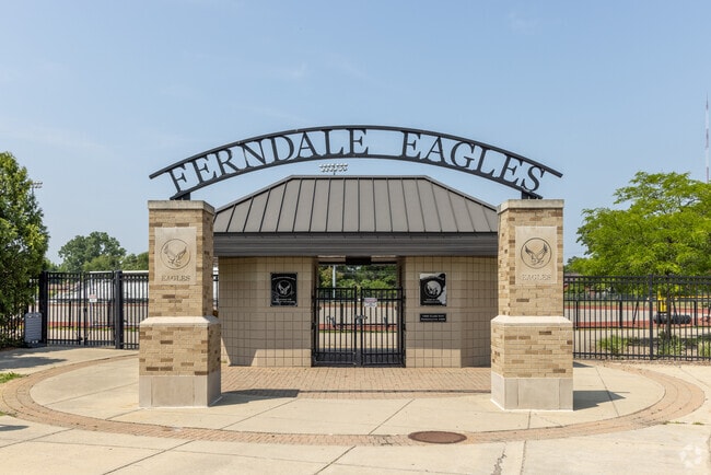 Ferndale High School has a stadium with a beautiful entrance.