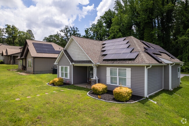Many houses have solar panels in Forest Park.