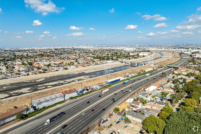 The 710 Freeway runs along the south side of Huntington Park, California.