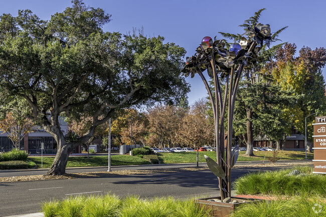 Art forms like this glass ball palm tree is found near Howe Edison.