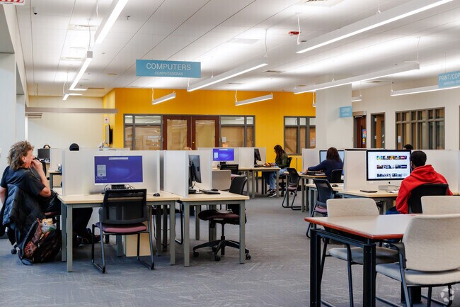 Computers are available for locals at the Palatine Library District.