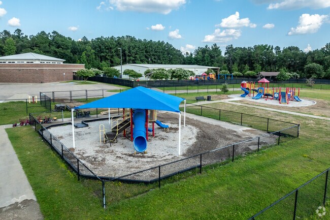 The playground at Jones Elementary keeps kids shaded and cool during recess.