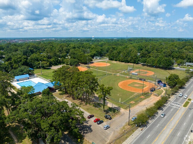 Levy Park has baseball fields and a pool for the residents to enjoy.