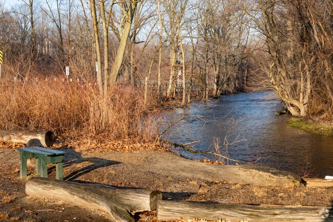 Merino Park borders the  Woonasquatucket River in Hartford.