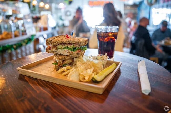 Woodstock offers a wide selection of dishes such as club sandwiches and personal pizzas.