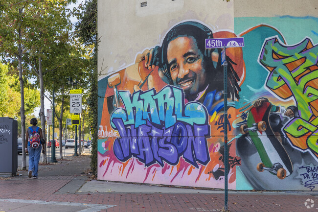 San Pablo Avenue in The Triangle naturally has lots of graffiti along the sides of the road.