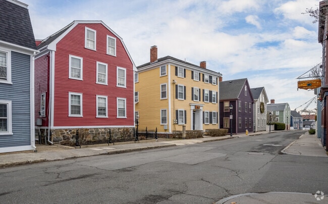 Colorful homes line the streets of Marblehead creating a vibrant look.